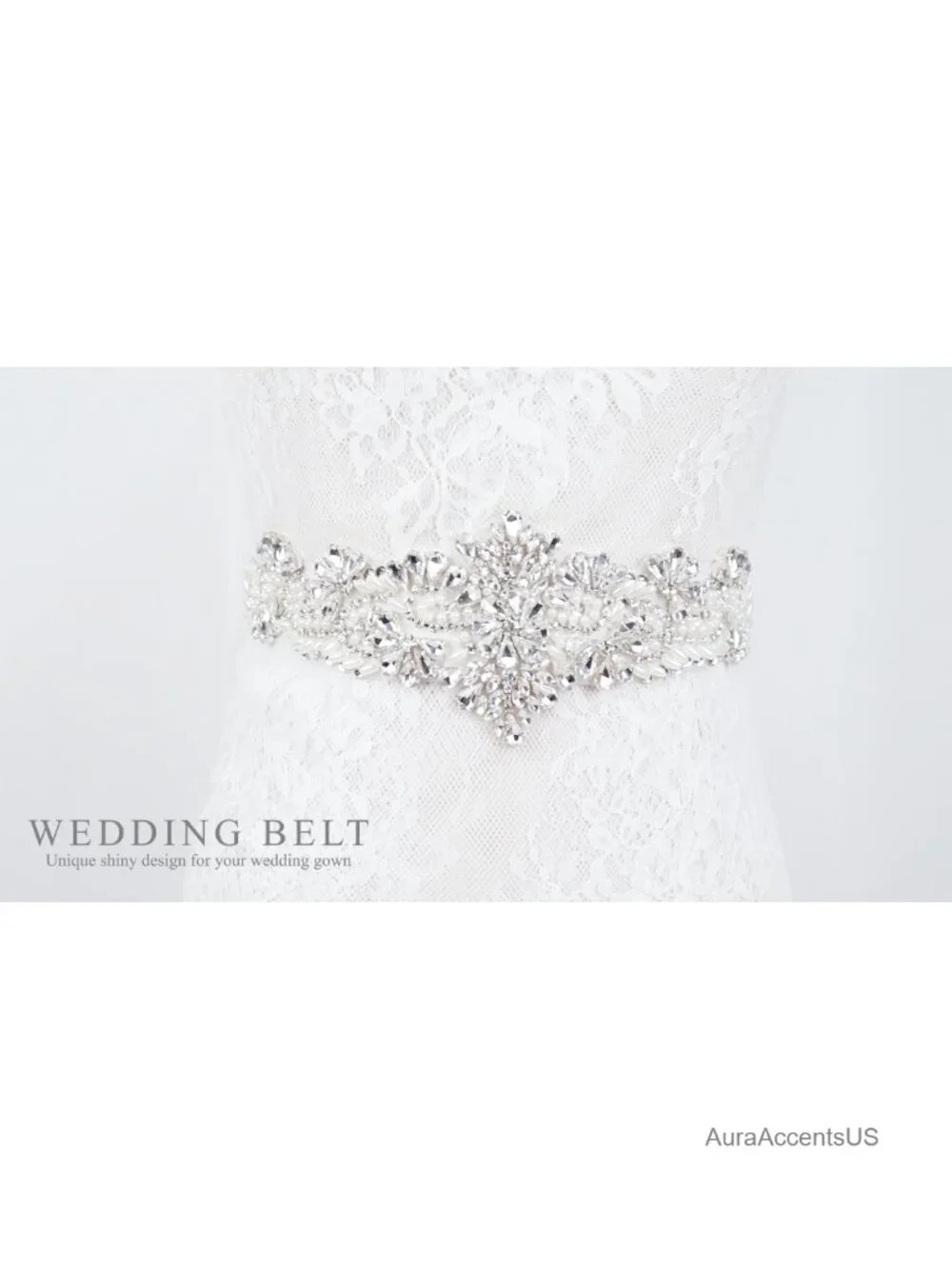 Rhinestone Crystal Applique Wedding Bridal Sash Belt for Dress with Satin
